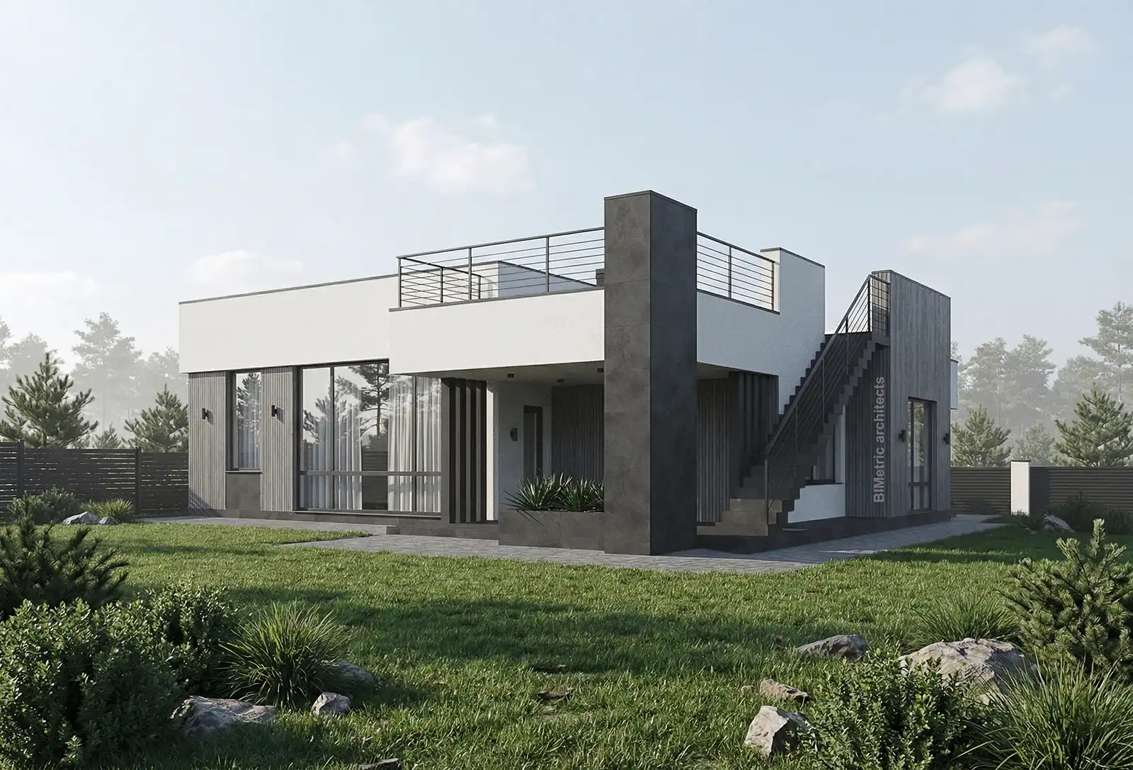 Индивидуальный проект дома Shishkino 160 m2 — реалистичная дневная 3D-визуализация