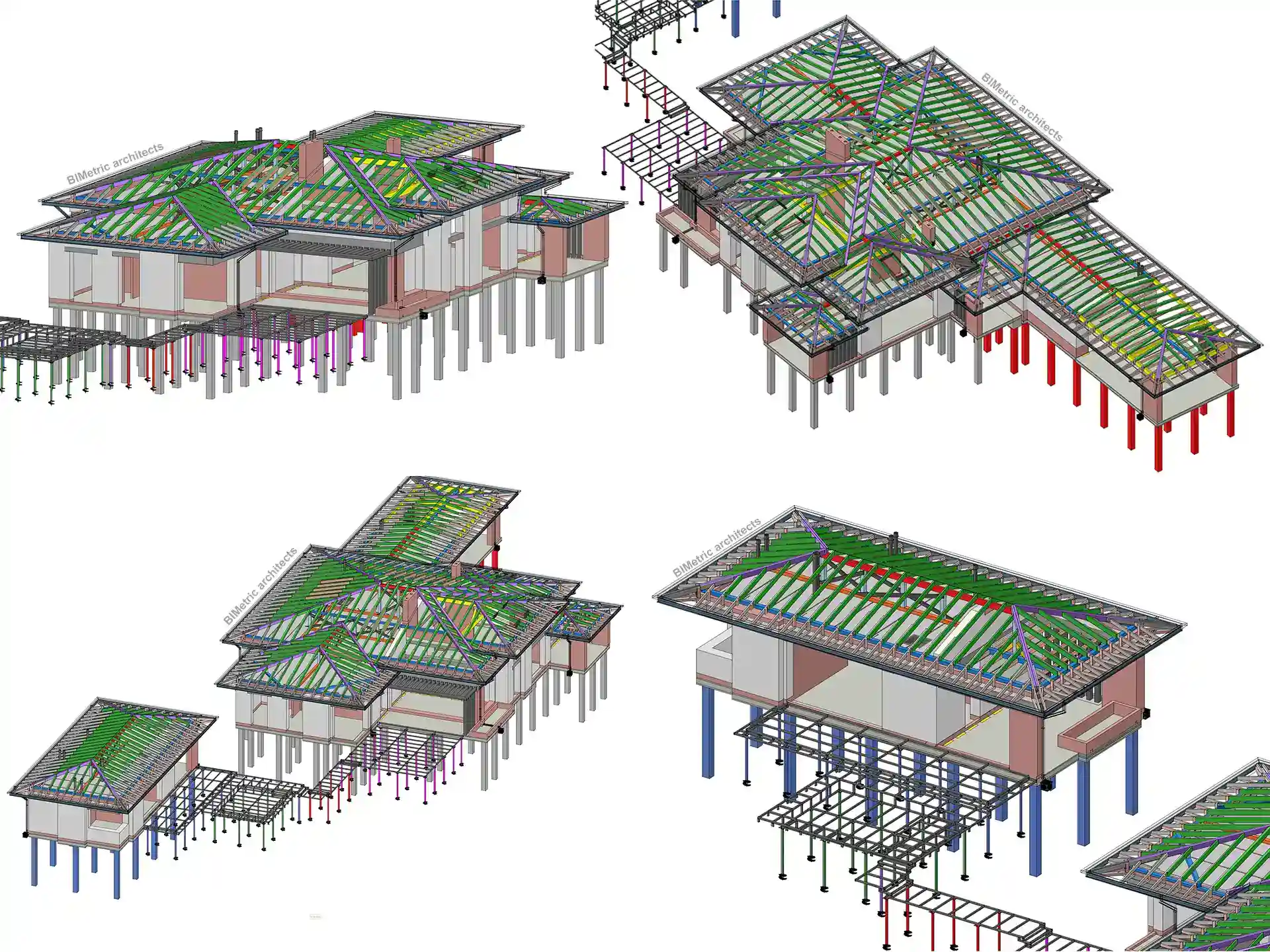 BIM model разработка стропильной системы вальмовой крыши
